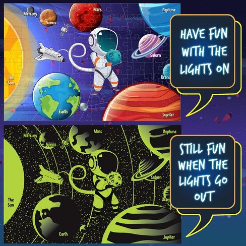 Hapinest 100 Piece Glow-in-The-Dark Dinosaur Jigsaw Puzzle for Kids Boys and Girls Gifts Ages 5 6 7 8 9 10 11 12 Years Old and Up in Kuwait