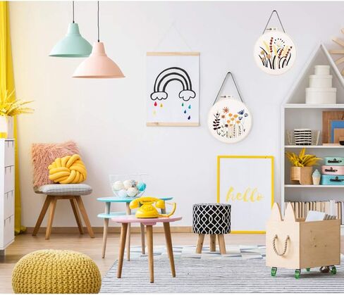 YINVA 3 Sets Embroidery Beginner Kits Embroidery Starter Kit Cross Stitch Kit Include 3 Embroidery Clothes with Floral Pattern Instructions Hoops Floss Thread Fabric Needles for Beginners in Kuwait