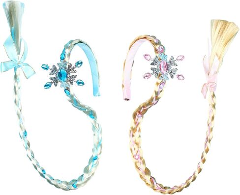 auwiyd 2 قطعة شعر مستعار طويل مضفر الأميرة عصابات الأميرة فستان الشعر المستعار هوب عيد ميلاد تأثيري حفلة الأميرة لتقوم بها بنفسك إكسسوارات الشعر in Kuwait