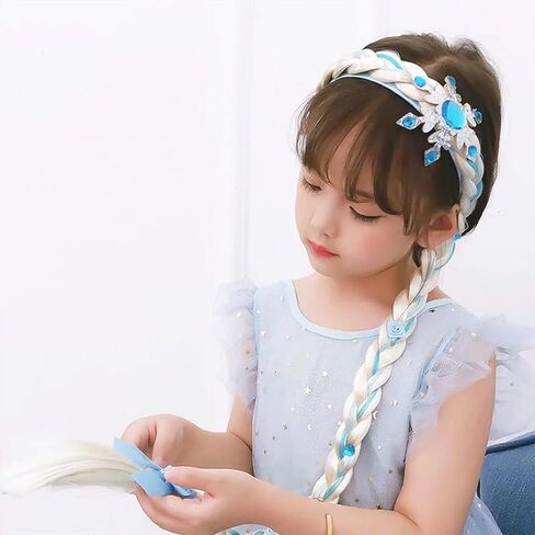 auwiyd 2 قطعة شعر مستعار طويل مضفر الأميرة عصابات الأميرة فستان الشعر المستعار هوب عيد ميلاد تأثيري حفلة الأميرة لتقوم بها بنفسك إكسسوارات الشعر in Kuwait