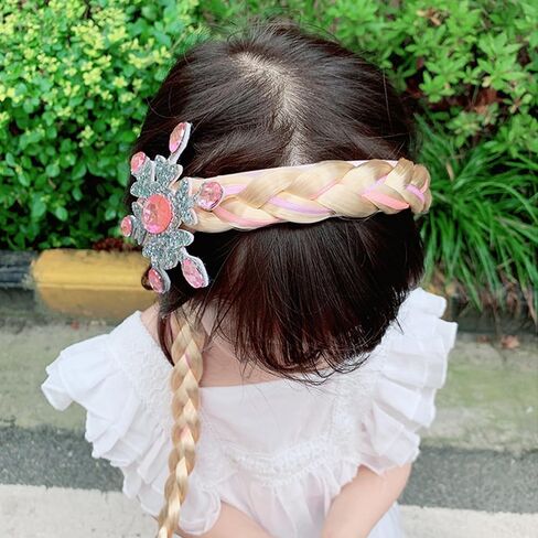 auwiyd 2 قطعة شعر مستعار طويل مضفر الأميرة عصابات الأميرة فستان الشعر المستعار هوب عيد ميلاد تأثيري حفلة الأميرة لتقوم بها بنفسك إكسسوارات الشعر in Kuwait