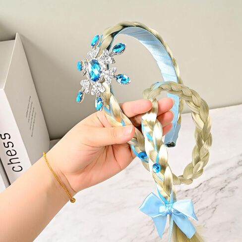 auwiyd 2 قطعة شعر مستعار طويل مضفر الأميرة عصابات الأميرة فستان الشعر المستعار هوب عيد ميلاد تأثيري حفلة الأميرة لتقوم بها بنفسك إكسسوارات الشعر in Kuwait