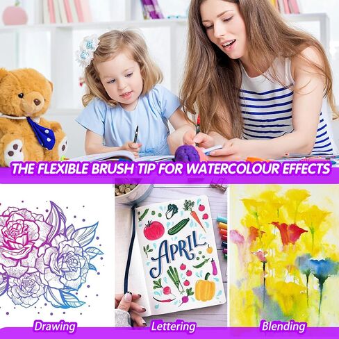 Brush Pens, 105 Colors Dual Tip Markers for Adult Coloring Books, Note Taking and Lettering in Kuwait