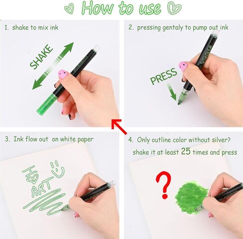 علامات لامعة لأقلام الرسم التخطيطي - 24 قلم تحديد رائع من اللوازم الفنية للفتيات من سن 8 إلى 12 عامًا، علامات مخططة لامعة معدنية مبهرة لصنع البطاقات الفنية، علامات مرحة بخط مزدوج فائقة التأرجح in Kuwait