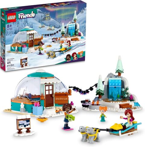 LEGO Friends Igloo Holiday Adventure 41760 Building Toy Set for Ages 8+, with 3 Dolls, 2 Dog Characters, A Winter Themed Gift for Kids 8-10 Who Love Snowy Adventures, Dog Sledding and Pretend Play in Saudi Arabia