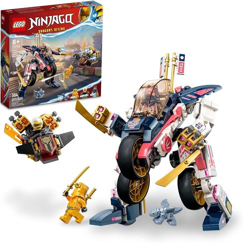 LEGO NINJAGO Sora’s Transforming Mech Bike Racer 71792 Ninja Toy Building Set for Kids, Featuring a Ninja Bike Racer Mech, Baby Dragon and 3 Minifigures, Christmas Toy for Kids Ages 8 and Up in Saudi Arabia
