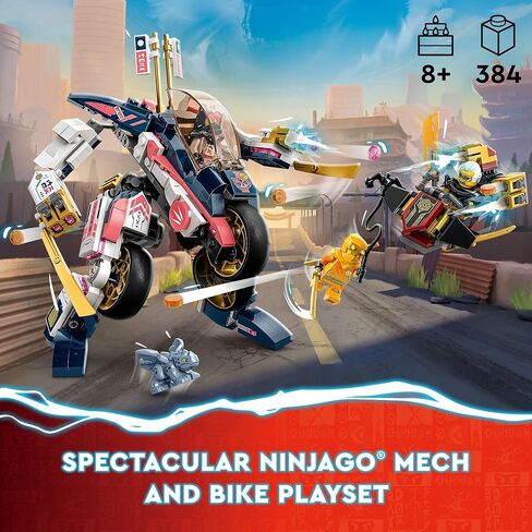 LEGO NINJAGO Sora’s Transforming Mech Bike Racer 71792 Ninja Toy Building Set for Kids, Featuring a Ninja Bike Racer Mech, Baby Dragon and 3 Minifigures, Christmas Toy for Kids Ages 8 and Up in Saudi Arabia