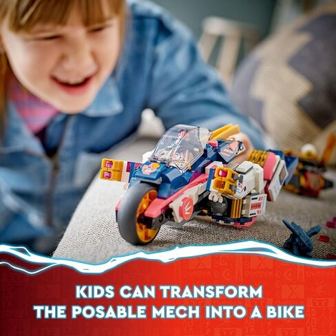 LEGO NINJAGO Sora’s Transforming Mech Bike Racer 71792 Ninja Toy Building Set for Kids, Featuring a Ninja Bike Racer Mech, Baby Dragon and 3 Minifigures, Christmas Toy for Kids Ages 8 and Up in Saudi Arabia