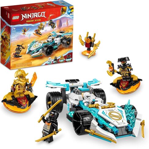 LEGO NINJAGO Zane’s Dragon Power Spinjitzu Race Car 71791 Building Toy Set, Features a Ninja Car, 2 Hover Flyers, Dragon Toy, and 4 Minifigures, Gift for Kids Aged 7+ in Saudi Arabia