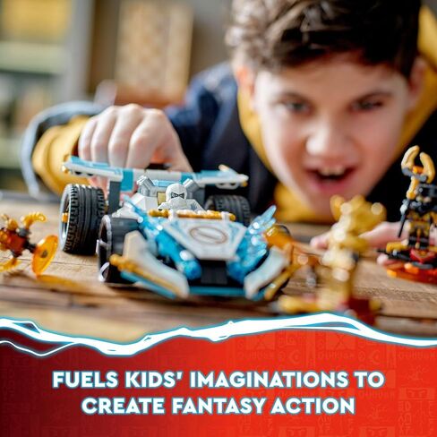 LEGO NINJAGO Zane’s Dragon Power Spinjitzu Race Car 71791 Building Toy Set, Features a Ninja Car, 2 Hover Flyers, Dragon Toy, and 4 Minifigures, Gift for Kids Aged 7+ in Saudi Arabia