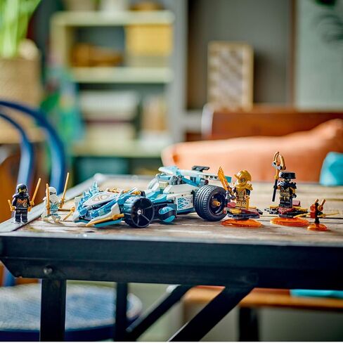 LEGO NINJAGO Zane’s Dragon Power Spinjitzu Race Car 71791 Building Toy Set, Features a Ninja Car, 2 Hover Flyers, Dragon Toy, and 4 Minifigures, Gift for Kids Aged 7+ in Saudi Arabia