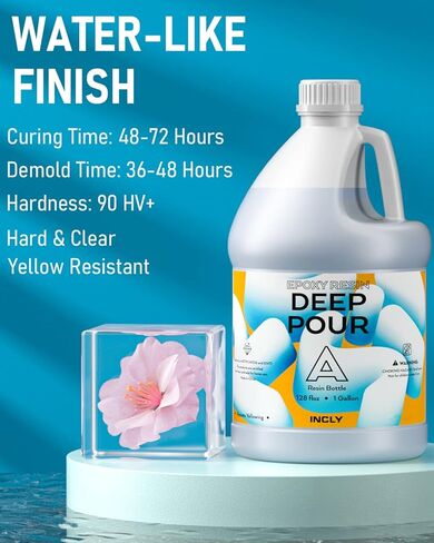 INCLY 0.75 Gallon Deep Pour Epoxy Resin Kit, High Gloss & Bubble Free 2 to 4 Inch Depth Resin Epoxy, Resin Supplies for Coating & Casting, Craft River Table, Wood Filler, Bar Top, Self Leveling 2:1 in Kuwait