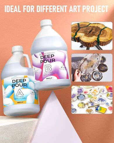 INCLY 0.75 Gallon Deep Pour Epoxy Resin Kit, High Gloss & Bubble Free 2 to 4 Inch Depth Resin Epoxy, Resin Supplies for Coating & Casting, Craft River Table, Wood Filler, Bar Top, Self Leveling 2:1 in Kuwait