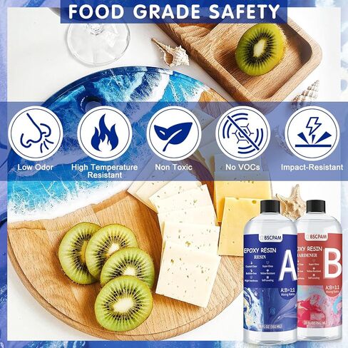 BSCPAM إيبوكسي الراتنج 16 أونصة - مجموعة راتنجات الإيبوكسي الشفاف - مزيج سهل بنسبة 1: 1 صب وطلاء للحرف الفنية DIY والمجوهرات وقالب الراتنج - التسوية الذاتية، بدون اصفرار وخالية من الفقاعات in Kuwait