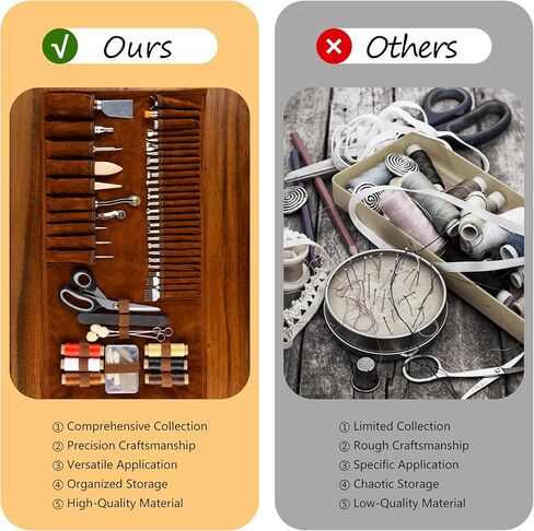 مجموعة أدوات العمل والخياطة الجلدية - مجموعة أدوات جلدية تحتوي على 72 قطعة للخياطة واللكم والنحت والختم والقطع مع حقيبة تخزين للحرف الجلدية، وأدوات العمل الجلدية للخياطة والحرفية in Kuwait