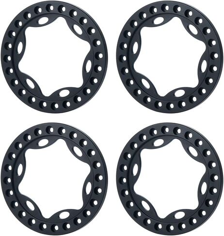 RCLIONS 4 قطع من سبائك الألومنيوم مقاس 1.9 بوصة RC Beadlock عجلة استبدال حلقة لسيارة 1:10 RC الزاحفة 1.9 بوصة عجلات/إطارات (أسود) in Kuwait