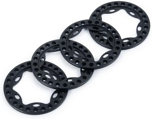 RCLIONS 4 قطع من سبائك الألومنيوم مقاس 1.9 بوصة RC Beadlock عجلة استبدال حلقة لسيارة 1:10 RC الزاحفة 1.9 بوصة عجلات/إطارات (أسود) in Kuwait