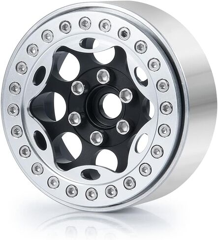 RCLIONS 4 قطع من سبائك الألومنيوم مقاس 1.9 بوصة RC Beadlock عجلة استبدال حلقة لسيارة 1:10 RC الزاحفة 1.9 بوصة عجلات/إطارات (أسود) in Kuwait