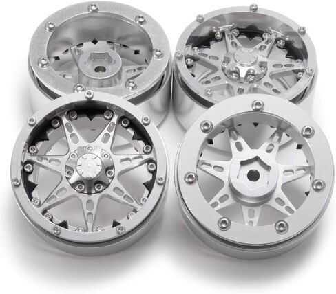 مجموعة إطارات عجلات معدنية من الخرز Que-T مقاس 2.2 بوصة لزاحف RC 1/10 TRX4 SCX10 90046 حزمة من 4 قطع (أزرق وأسود) in Kuwait