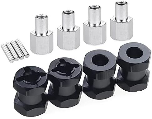 HeyMi 4Pcs 12mm Aluminum Wheel Hex Hub 15mm Offset Extension for Axial scx10 D90 90046 Tamiya MST 110 RC Car Crawler (15mm, Black) in Kuwait