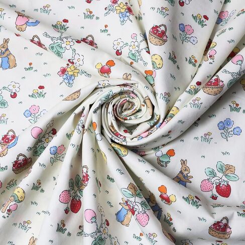 Colorful Floral Cotton Fabric by The Yard, Blooms Blossoms Garden Oil Painting Style Print Quilting Fabric for Sewing, Upholstery, Arts & Crafts Decor, 36" x 63", Green Pale Yellow Blue in Kuwait