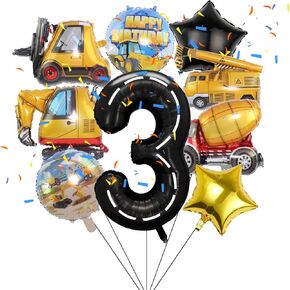Construction 1st Birthday Party Decorations, 9pcs Construction Birthday Number Foil Balloon for Construction Trucks 1st Birthday Construction Theme Party Supplies (1st) in Kuwait