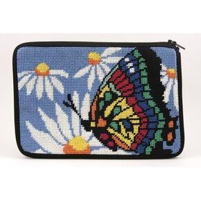 Stitch & Zip Needlepoint محفظة/حقائب مستحضرات التجميل - SZ573 Butterfly & Daisies in Kuwait