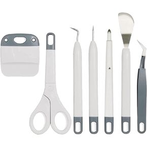 Weeders,Tweezers,Scissors,Scrape,Spatula Craft Vinyl Weeding Tools Set,6pcs Grey Weeding Kits for Cricut/Silhouette/Siser/Oracal 631 651 751 Vinyl