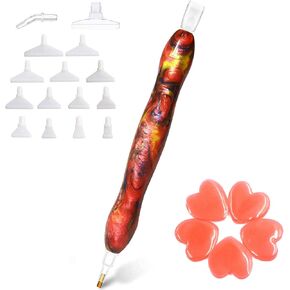 Diamond Painting Art Drill Accessories Tool Pen Kit, 5D Handmade Resin Diamond Painting Drill Pen Stylus Tips Placers Heads and Wax Glue, Artistic Red in Kuwait