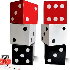 6 Pcs Black Dice Favor Boxes 8 x 8 x 8 Inch dice Boxes Bulk for centerpieces Casino Party Decorations Game Night Decorations Casino Themed Party Goodie Boxes Gift Box