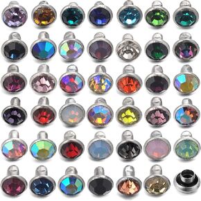 500 Sets Mixed Colors Cz Crystal Rivets Rhinestone Rivets Studs Rapid Rivets Silver Color Spots Studs for Leather Craft DIY Making (Mixed Size) in Kuwait