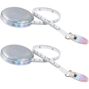 2 Pack Tape Measure Leather Retractable Body Measuring Tape 150 cm 60 Inch Tailor Fabric Small Tape Measure with Push Button (Round-Silver) in Saudi Arabia