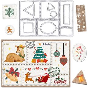 3D Christmas Dies for Card Making, Winter Christmas Tree Snowflake Cutting Die for Scrapbooking Paper Crafting Decor Photo Album, Metal 3D Christmas Theme House Die Cuts for Card Making