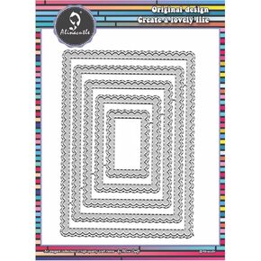 Alinacutle 5/PK-Rectangle, Scallops Border Nesting Frame Die Cut, Card Background Metal Cutting Die, Card Frame Die Set,Paper Craft Die-Cuts,DIY Card Metal Punch Template,Classic Nesting Frames in Kuwait