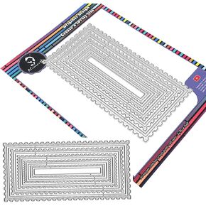 Alinacutle 5/PK-Rectangle, Scallops Border Nesting Frame Die Cut, Card Background Metal Cutting Die, Card Frame Die Set,Paper Craft Die-Cuts,DIY Card Metal Punch Template,Classic Nesting Frames