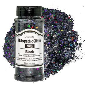 Holographic Chunky Glitter, JEMESI 12 Color Chunky Glitter for Resin, Cosmetic Craft Glitter Set for Epoxy Resin, Tumblers, Slime, Body, Face, Nail, Wedding Festival Party Decoration(Each 0.42oz)
