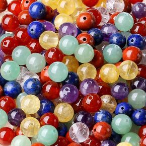 LAIDANLA Multicolor 100PCS 6mm Natural Stone Beads Round Loose Gemstone Stone Beads for DIY Bracelet Necklace Earrings Jewelry Making Polishing Genuine Real Stone Crystal