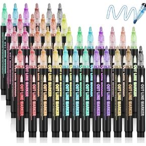 Tommax Acrylic Paint Marker Pens 96 color, 48pcs 2-headed 2-color Dual Tip Pens, Point Acrylic Paint Markers for Wood, Canvas, Stone, Rock Painting, Glass, Ceramic Surfaces, DIY in Kuwait