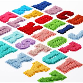 26 Piece Chenille Letter Iron on Patches Sew On Chenille Varsity A-Z Patches Alphabet Patches Letter Patches for DIY Supplies (Adorable Style, 2.8 Inch)