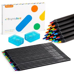 7 in 1 Wooden Rainbow Pencils - 36 pack - Black Wood Multicolored Rainbow Colored Pencil Set with Pencil Sharpeners for Kids - Pre-Sharpened Rainbow Pencil for Art, Drawing, Sketching, Coloring in Saudi Arabia