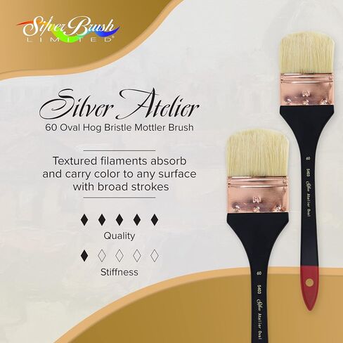 Silver Brush Limited 5403-30 Silver Atelier Oval Hog Bristle Mottler Brush, Size 30, Extra Long Handle in Kuwait