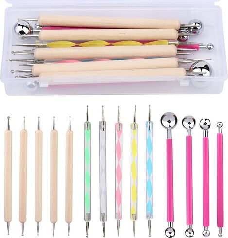 LOKUNN 14 Pcs Dotting Tools Embossing Tool Dotting Tools Set Rock Painting in Kuwait
