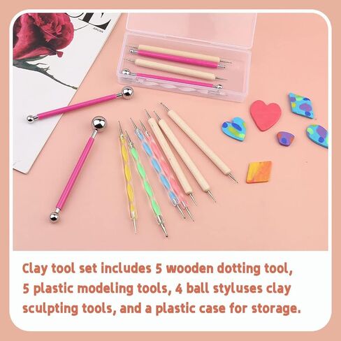 LOKUNN 14 Pcs Dotting Tools Embossing Tool Dotting Tools Set Rock Painting in Kuwait