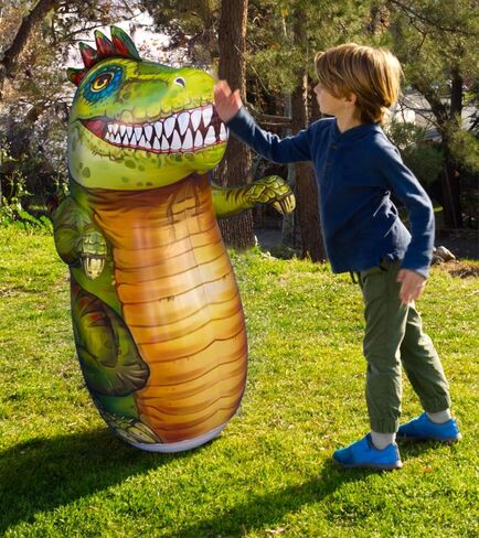 حقيبة بوب ديناصور تي ريكس قابلة للنفخ للأطفال | لعبة كيس اللكمة الخلفية ثلاثية الأبعاد بطول 48 بوصة in Kuwait
