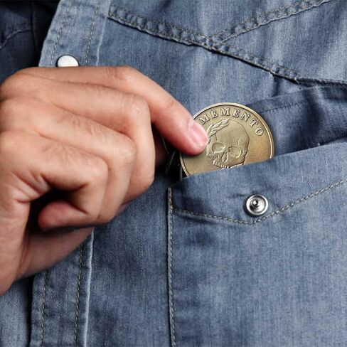 عملة تذكار موري تذكار فيفير عملة جمجمة وساعة رملية عملة تحدي عملة عملات جديدة هدية للممارسة الرواقية اليومية in Kuwait