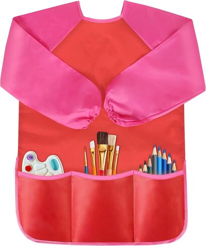 VCOSTORE Kids Art Smock، ثوب رسم للأطفال الصغار، مريلة فنية للأطفال بأكمام طويلة مقاومة للماء مع 3 جيوب للأطفال in Kuwait
