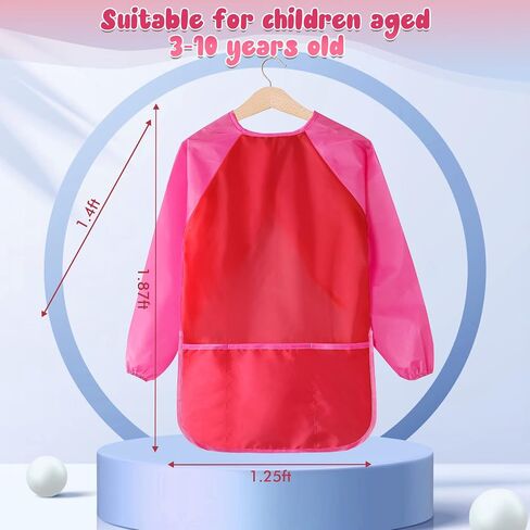 VCOSTORE Kids Art Smock، ثوب رسم للأطفال الصغار، مريلة فنية للأطفال بأكمام طويلة مقاومة للماء مع 3 جيوب للأطفال in Kuwait