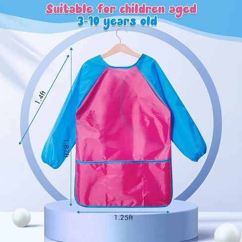 VCOSTORE Kids Art Smock، ثوب رسم للأطفال الصغار، مريلة فنية للأطفال بأكمام طويلة مقاومة للماء مع 3 جيوب للأطفال in Kuwait