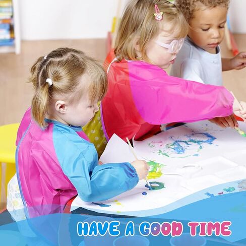 VCOSTORE Kids Art Smock، ثوب رسم للأطفال الصغار، مريلة فنية للأطفال بأكمام طويلة مقاومة للماء مع 3 جيوب للأطفال in Kuwait