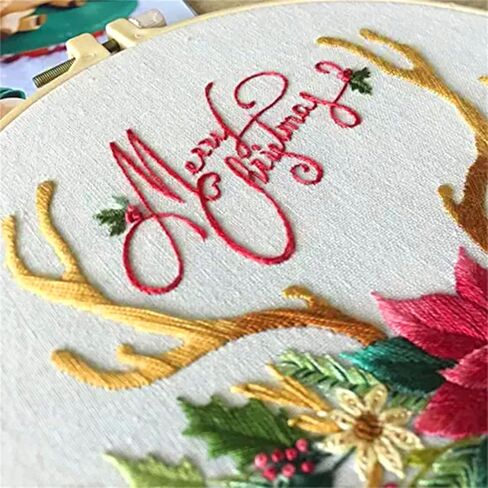 4 قطع من مجموعة التطريز للمبتدئين مع نمط عيد الميلاد، مجموعات الخياطة المتقاطعة DIY للبالغين، السلسلة الكاملة تأتي مع 4 أنماط تطريز و4 خيوط مطرزة، 4 أقمشة مطرزة، وتعليمات in Kuwait